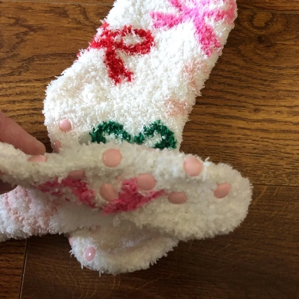 Little girls bow fuzzy non-slip socks